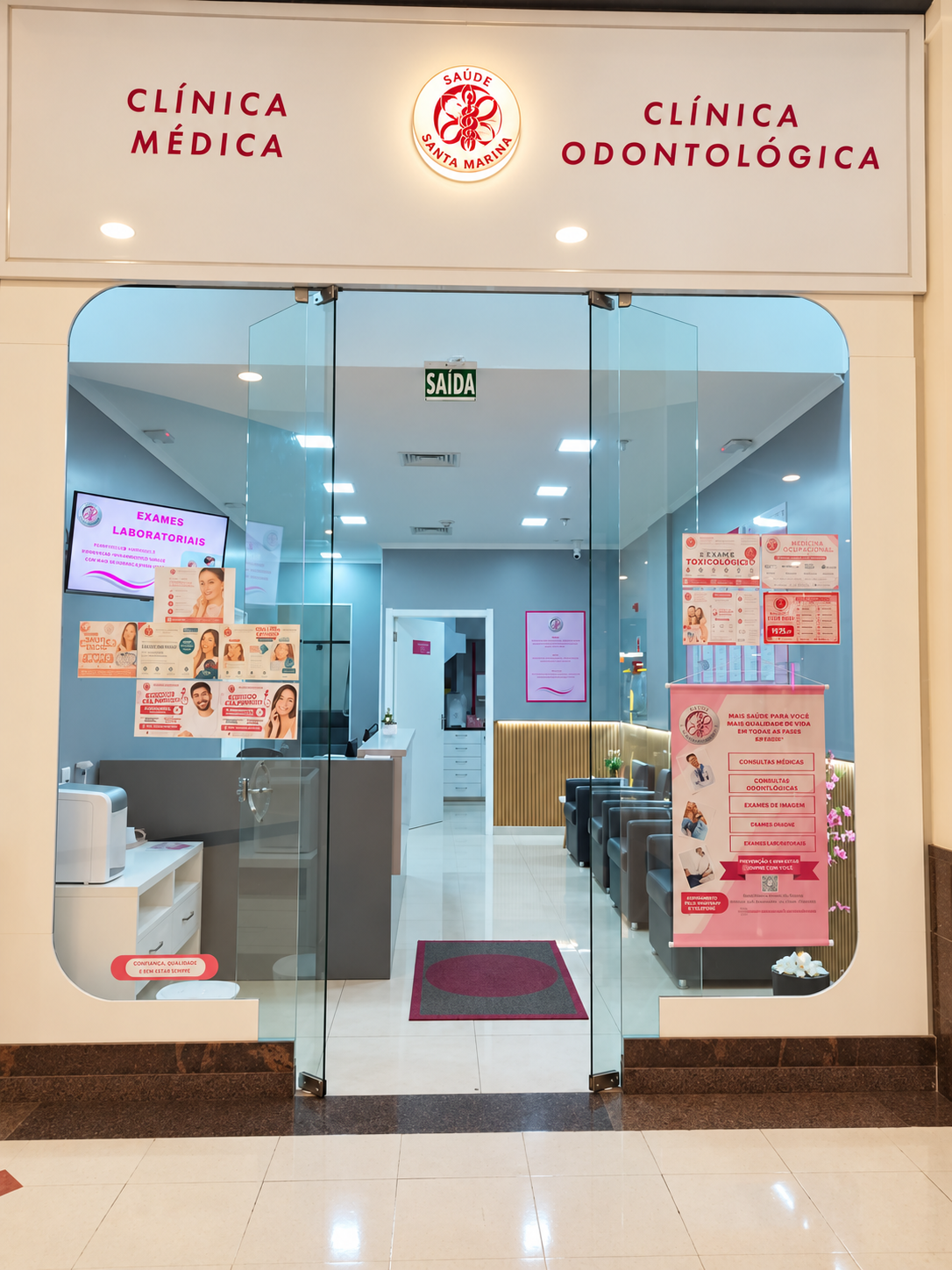 Fachada da unidade Saúde Santa Martha no Praia de Belas Shopping